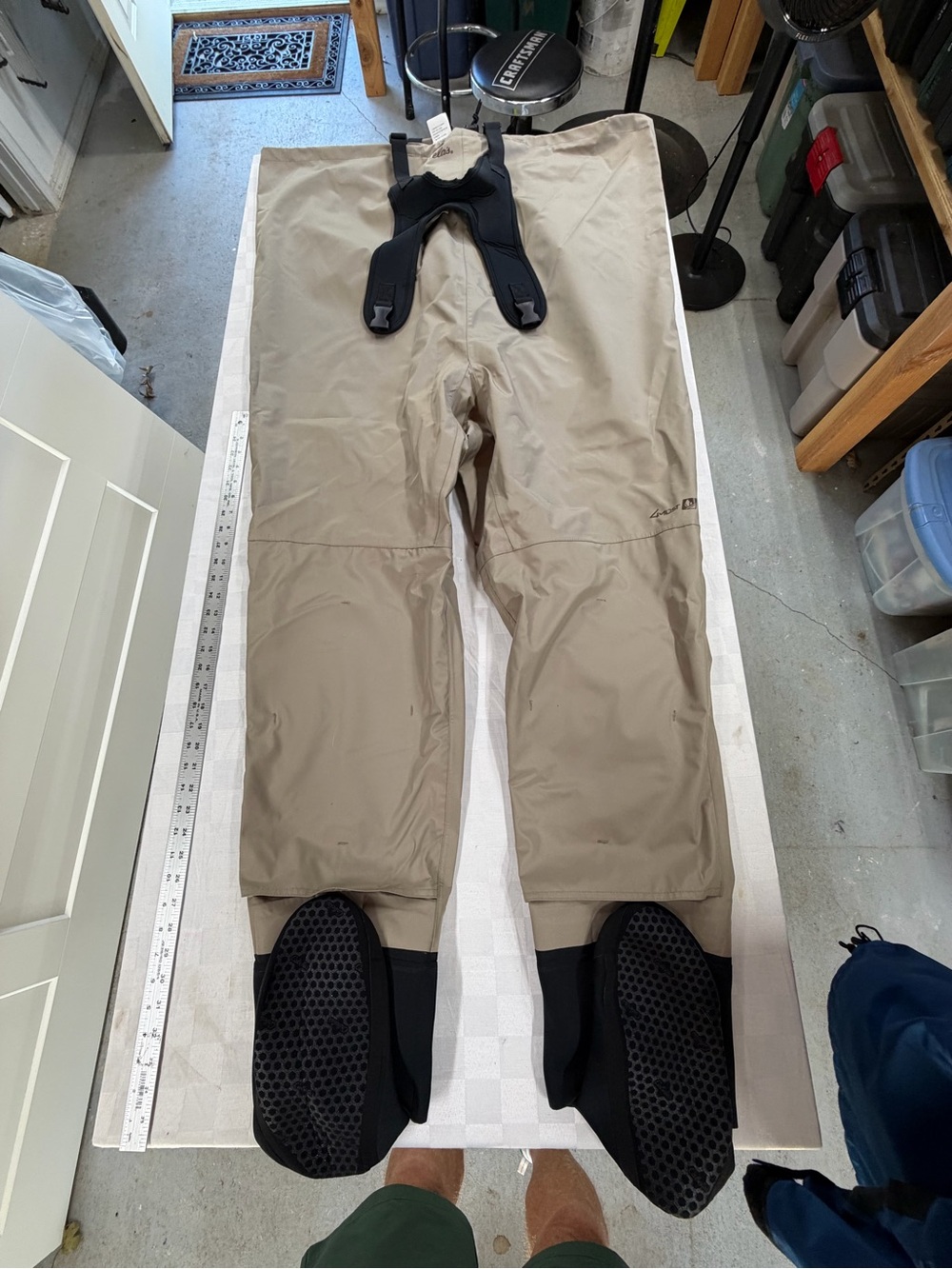 Cabela's Tan/Brown Waterproof Wader Pants with Black Neoprene Booties